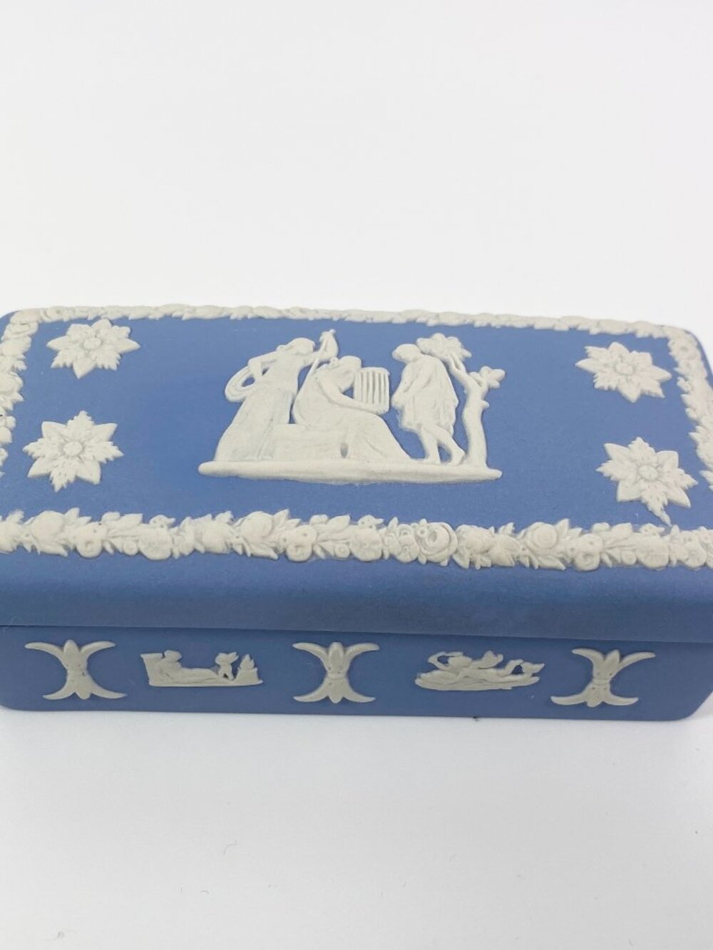 Wedgwood Blue Jasperware Music Muses RARE  Stamp rectangular lidded Trinket Box
